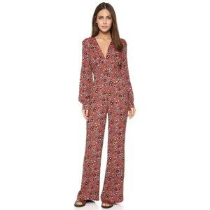 Free People Sz 8 Some Like It Hot Floral  Long Sleeves Jumpsuits